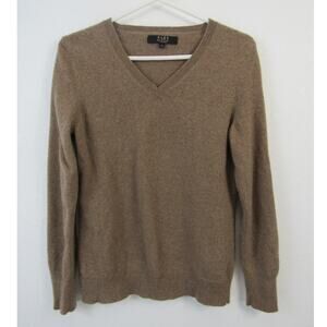 Alex Marie 100% Cashmere Large Mocha Heather V-Neck Sweater Long Sleeve *Flawed*